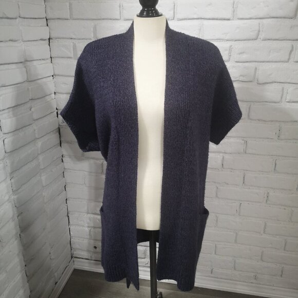 Joe Fresh Style Ladies Size XL Purple Short Sleeves Belted Long Sweater Vest - Picture 1 of 6